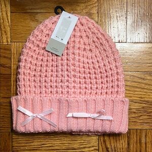 NWT BP Pink Knit Beanie with Bows